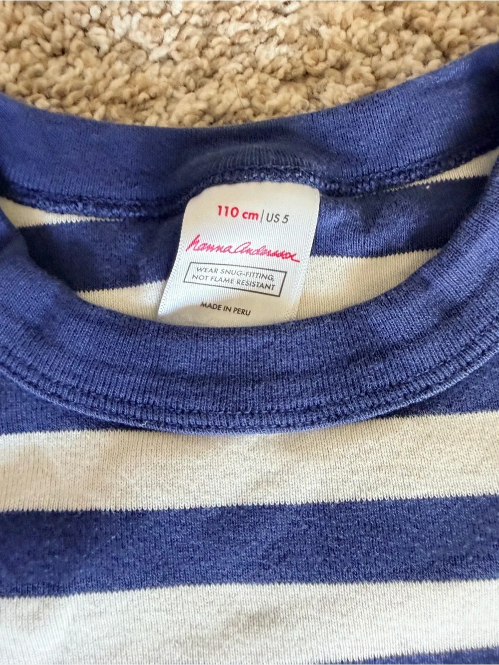 Hanna Andersson Navy & White Striped Short Pajamas Sz 5
